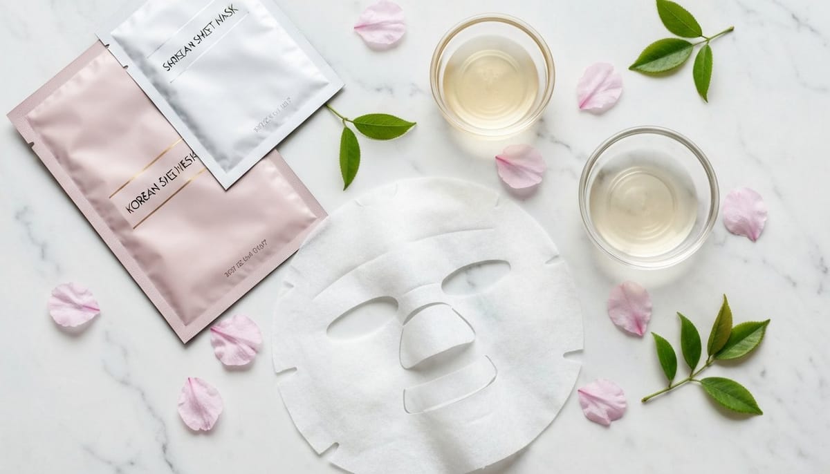 Best Korean sheet masks 2026 flatlay with Torriden Mediheal Abib Dr.Jart products
