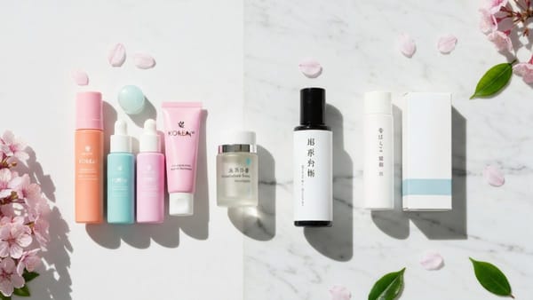 Korean and Japanese skincare products compared side by side