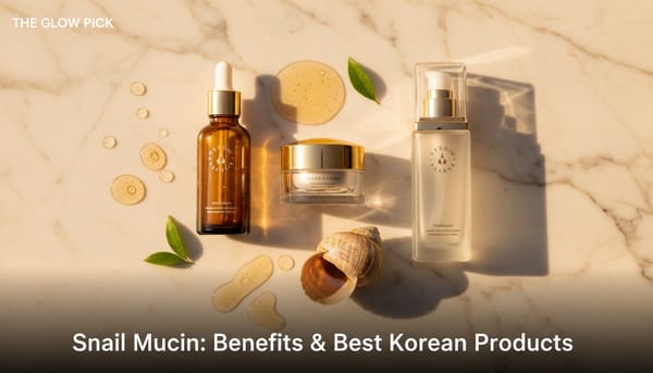 Snail mucin Korean skincare products with snail shell